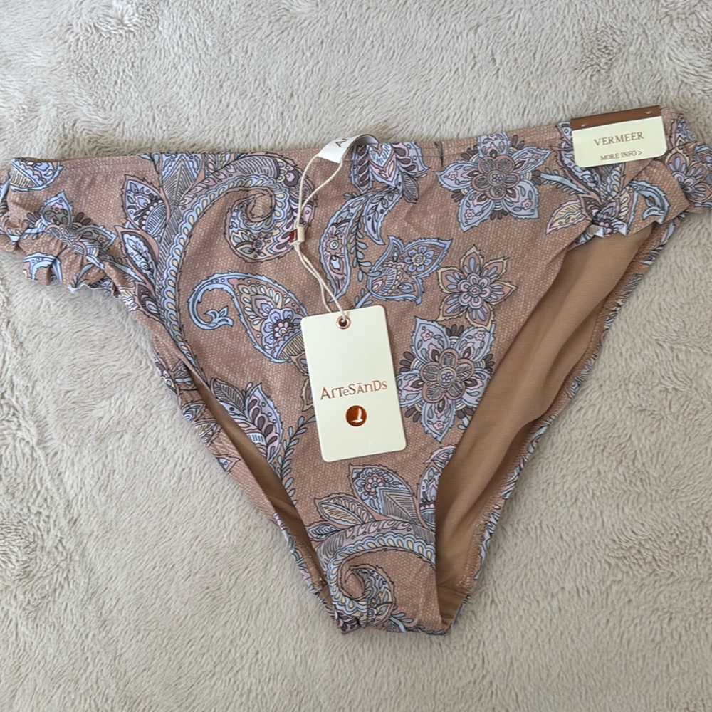 Artesands Vermeer Bikini Bottom Floral Print High-Waisted Multicolor W US 14 NWT